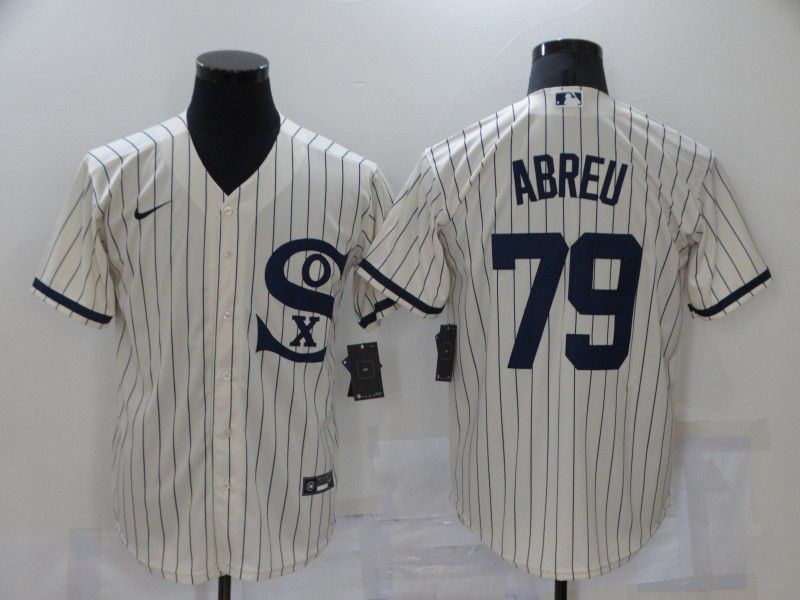 Men Chicago White Sox #79 Abreu Cream stripe Dream version Game Nike 2021 MLB Jerseys